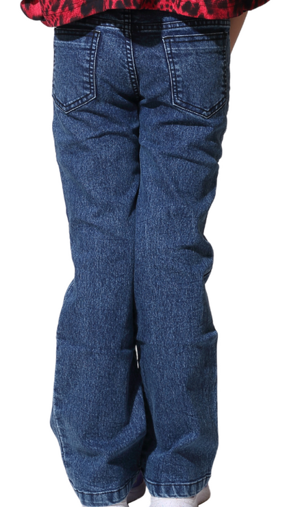 Dark Blue bell bottom girl jeans