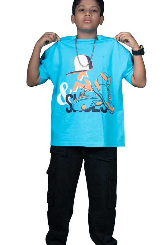 Boy round neck drop shoulder graphic T-shirt